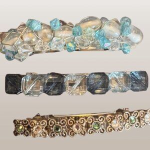 Set of three hair barrettes (Handmade-New & one-of-a-kind)